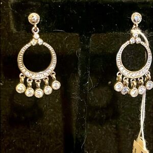 NWT Sterling silver and CZ round chandelier earrings 925 stamped